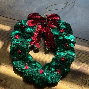 Henry Handwork Holly Ribbon Wreath Ornament - Thumbnail 3